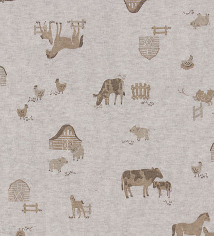 Joha Bodysuit s/s - Light Beige w. Farm Animals