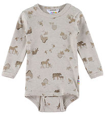 Joha Bodysuit l/s - Light Beige w. Farm Animals