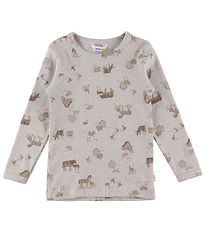 Joha Blouse - Light Beige w. Farm Animals