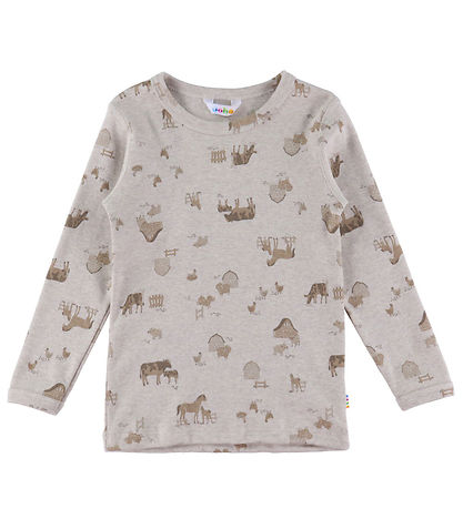 Joha Blouse - Light Beige w. Farm Animals