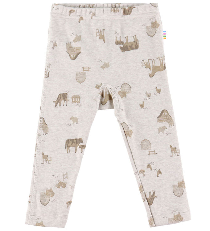 Joha Leggings - Lys Beige m. Bondegårdsdyr