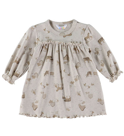 Joha Kjole - Lys Beige m. Bondegårdsdyr