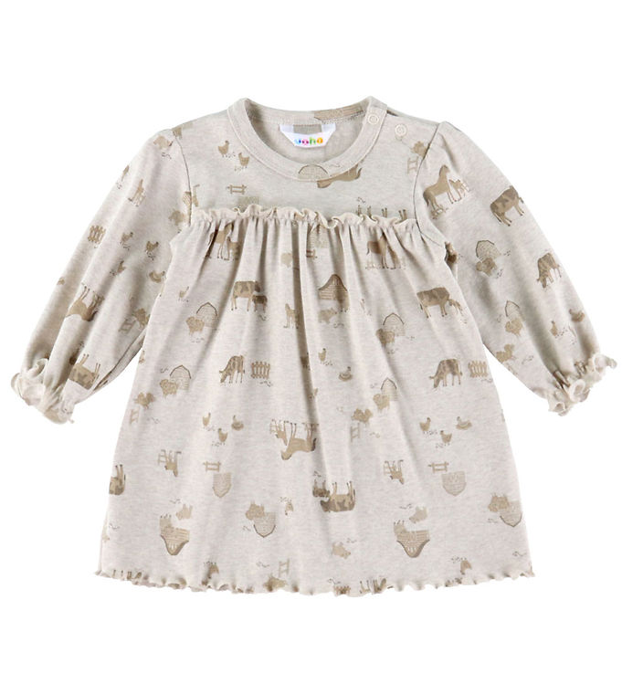 Joha Kjole - Lys Beige m. Bondegårdsdyr