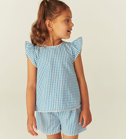 Copenhagen Colors Shortssæt - Top/Short - Houndstooth - Blå