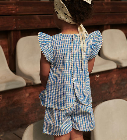 Copenhagen Colors Shortssæt - Top/Short - Houndstooth - Blå