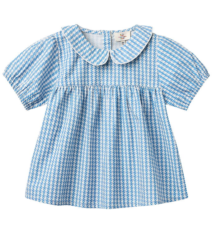 Bluse Med Krave - BLUE HOUNDSTOOTH MINI - BLUE HOUNDSTOOTH MINI / 128