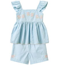 Copenhagen Colors Shorts Set - Top/Shorts - Light Blue w. Embroi
