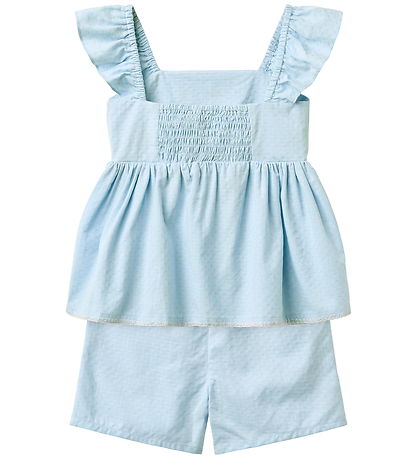 Copenhagen Colors Shortssæt - Top/Shorts - Lyseblå m. Brodering