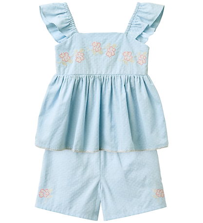 Copenhagen Colors Shortssæt - Top/Shorts - Lyseblå m. Brodering