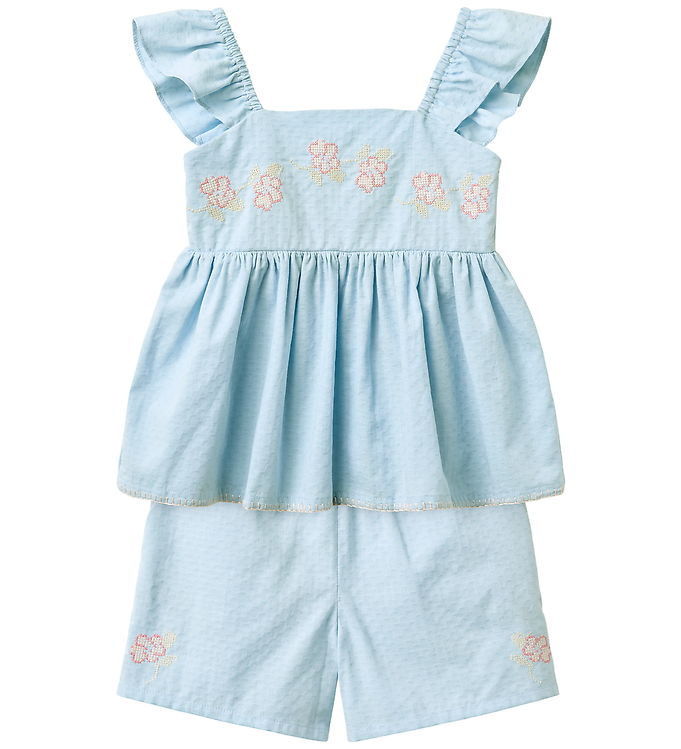 Copenhagen Colors Shortssæt - Top/Shorts - Lyseblå m. Brodering