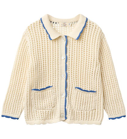 Copenhagen Colors Cardigan - Hæklet - Cream/Ocean Blue