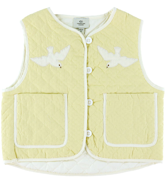 QUILTED VEST M. MØNSTER - PALE YELLOW COMB. - PALE YELLOW COMB. / 104