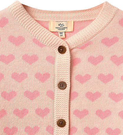 Copenhagen Colors Cardigan - Strik - Pink Comb m. Hjerter