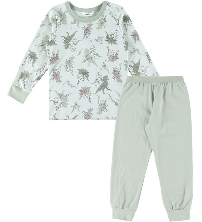 Joha Nattøj - 2-Delt - Lysegrøn m. Dinosaurer