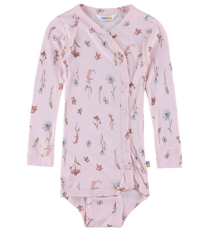 Joha Slå-om Body l/æ - Bambus - Lyserød m. Blomster