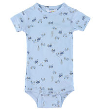 Joha Body k/æ - Bambus - Lyseblå m. Traktorer