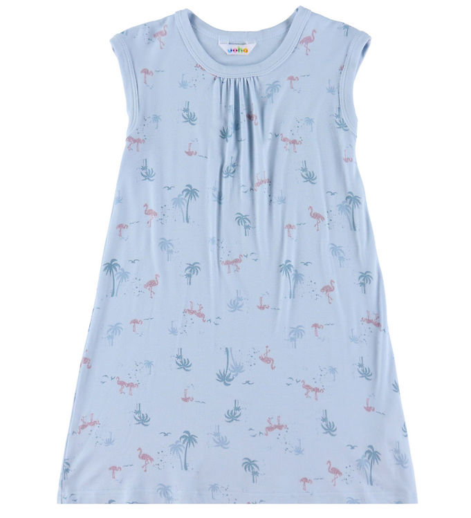 Joha Natkjole - Bambus - Lyseblå m. Flamingoer