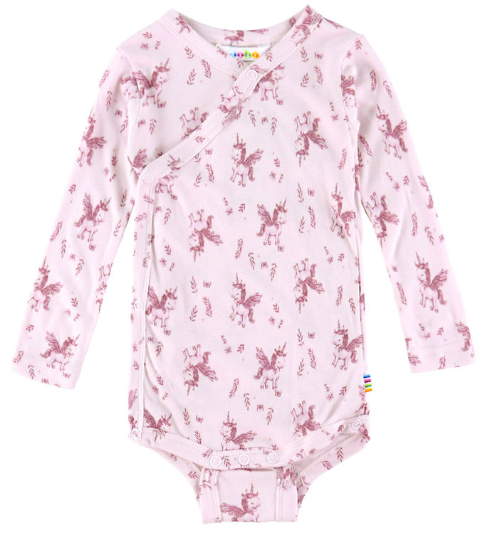 Joha Slå-om Body l/æ - Bambus - Lyserød m. Enhjørninger