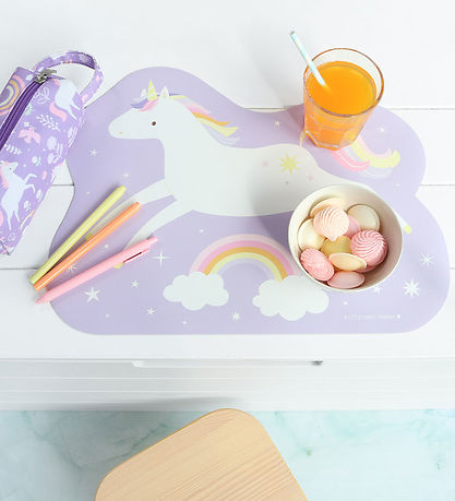 A Little Lovely Company Dækkeserviet - Vinyl - Jumping Unicorn