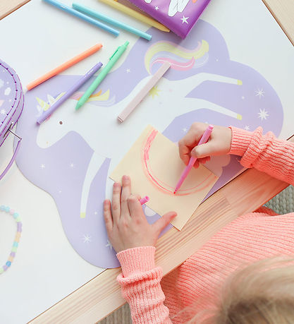 A Little Lovely Company Dækkeserviet - Vinyl - Jumping Unicorn