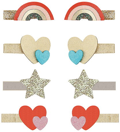 Mimi & Lula Hårspænder - 8-pak - Mini Rainbow Heartbeam