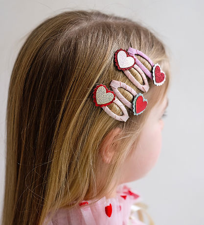 Mimi & Lula Hårspænder - 4-pak - Scalloped Heart Valentines