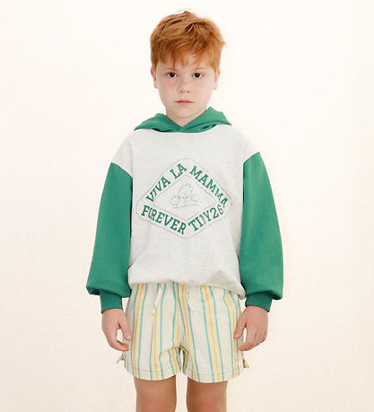 Tiny Cottons Shorts - Denim - Multicolor Stripes - Off-white