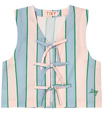 Tiny Cottons Vest - Retro Stripes Bows - Pastel Pink