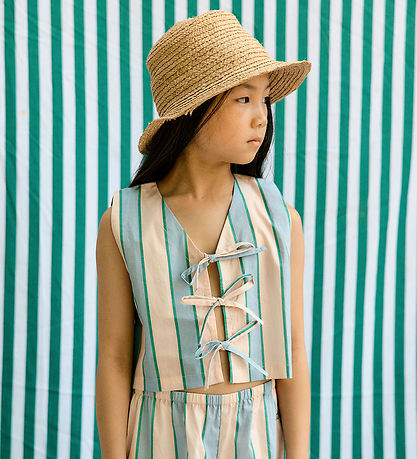 Tiny Cottons Vest - Retro Stripes Bows - Pastel Pink