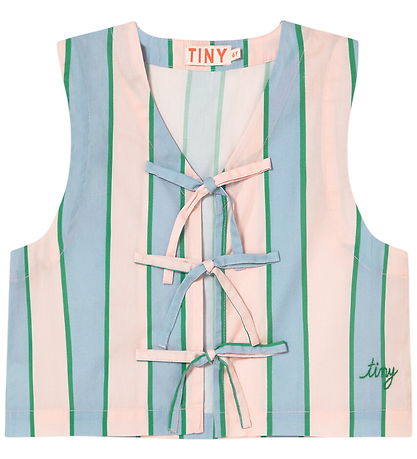 Tiny Cottons Vest - Retro Stripes Bows - Pastel Pink