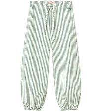 Tiny Cottons Bukser - Hør - Dark Emerald m. Striber