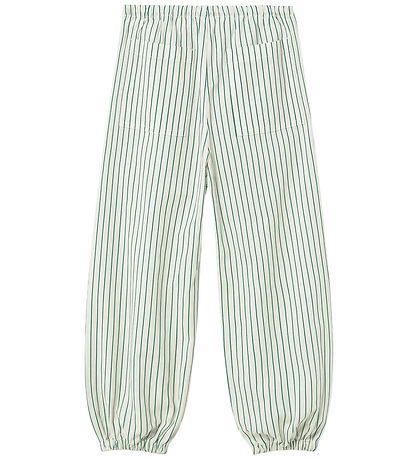 Tiny Cottons Bukser - Hør - Dark Emerald m. Striber