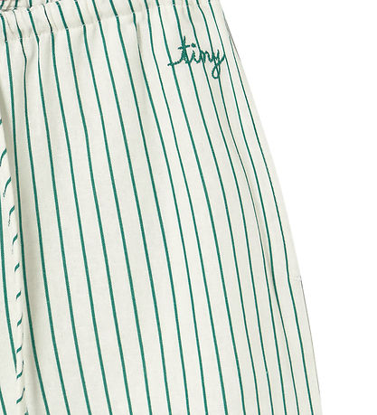 Tiny Cottons Bukser - Hør - Dark Emerald m. Striber