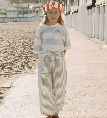 Tiny Cottons Bukser - Hør - Dark Emerald m. Striber