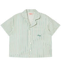 Tiny Cottons Skjorte - Hør - Dark Emerald m. Striber