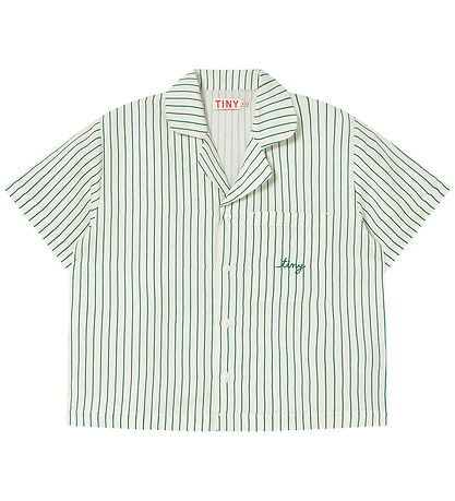 Tiny Cottons Skjorte - Hør - Dark Emerald m. Striber
