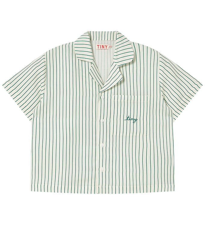 Tiny Cottons Skjorte - Hør - Dark Emerald m. Striber