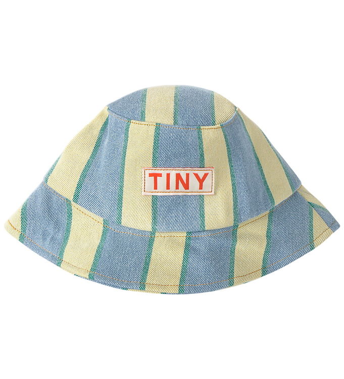 Tiny Cottons Bøllehat - Retro Stripes - Light Wash Denim