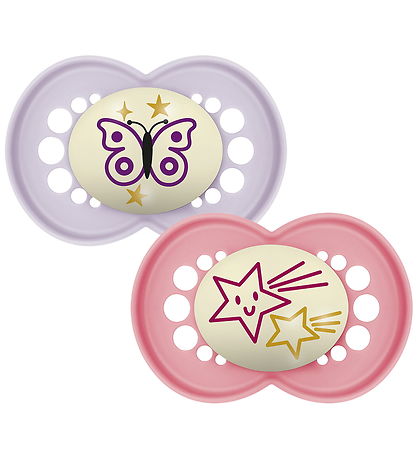 Mam Pacifiers - Original Night - 2-Pack - 6-16 Mths. - Pink