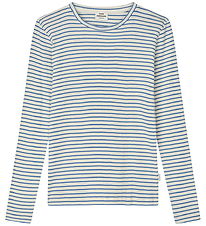 Mads Nørgaard Bluse - Rib - Talino - Vanilla Ice/Bright Cobalt