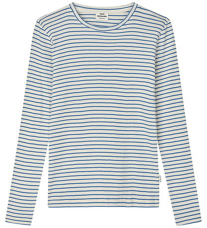Mads Nørgaard Bluse - Rib - Talino - Vanilla Ice/Bright Cobalt