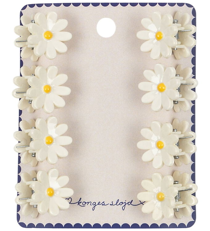 Konges Sløjd Hårklemmer - 8-pak - Daisy Mini - Antique White