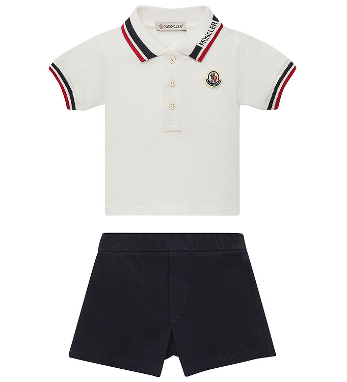 Moncler Sommersæt - Polo/Shorts - Hvid/Navy