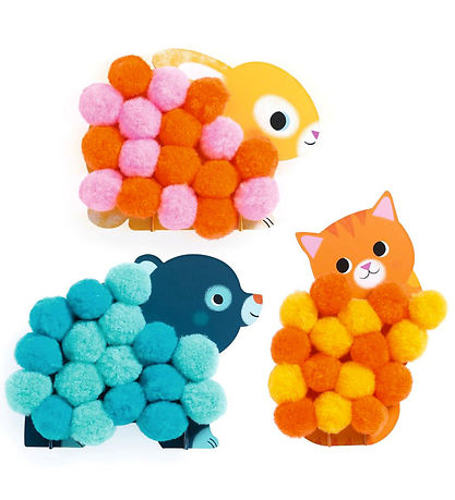 Djeco Creation Set - Collage Pompoms - Animals