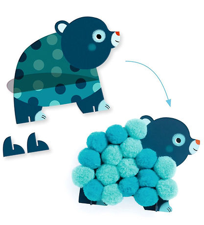 Djeco Creation Set - Collage Pompoms - Animals