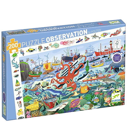 Djeco Puslespil - 200 Brikker - Oberservationspuslespil - Havets