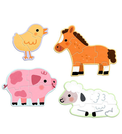 Djeco Puslespil - 3,4,5 Og 6 Brikker - Bondegårds Dyr