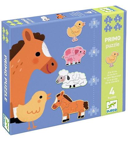 Djeco Puslespil - 3,4,5 Og 6 Brikker - Bondegårds Dyr