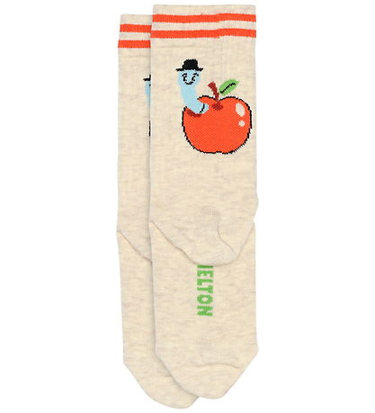 Melton Strømper - Apple Friend - Light Beige Melange