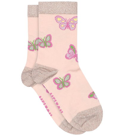 Melton Strømper - Butterfly - Crystal Pink